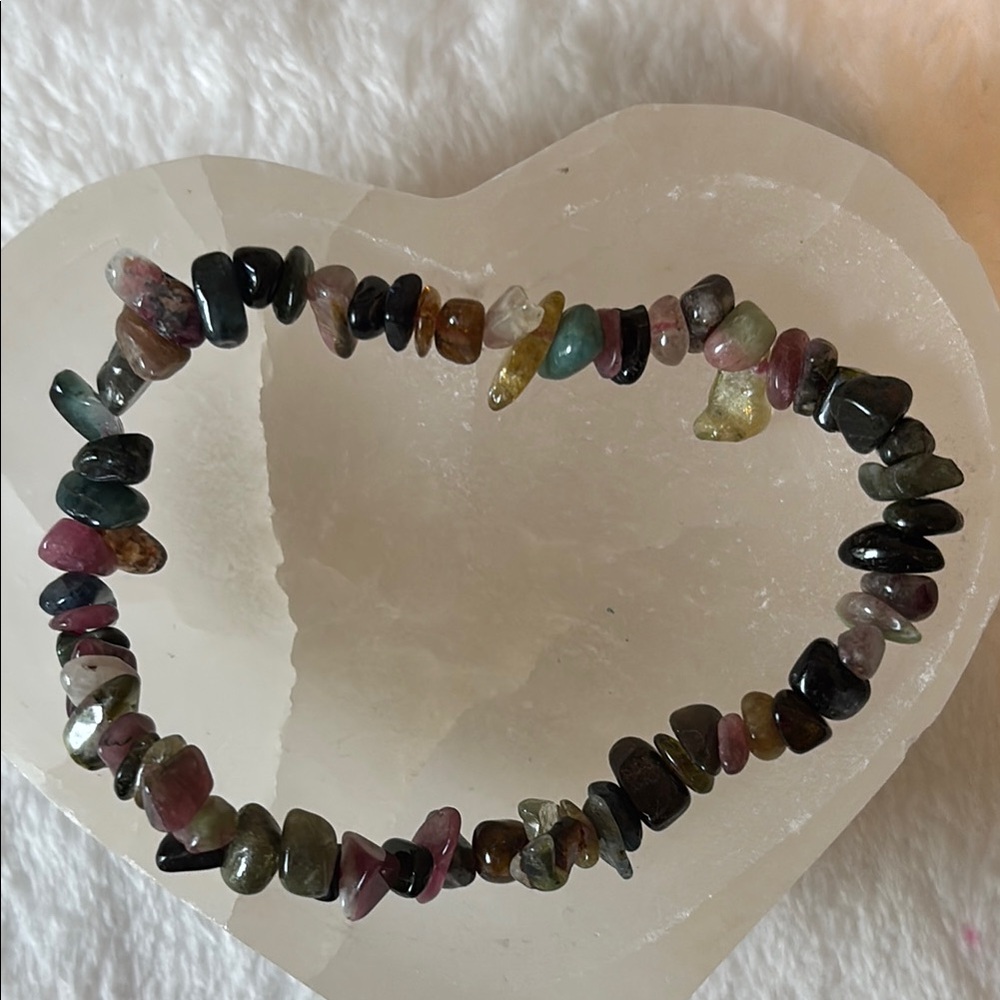 Natural Rainbow Tourmaline Chip Bracelet